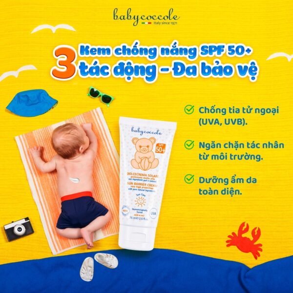 Kem chống nắng SPF50+ Babycoccole 0M+ 75ml - Hình ảnh 2